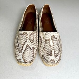 Franco Sarto Neutral Snake Print Neutral Slip-on Espadrilles - Size 8W